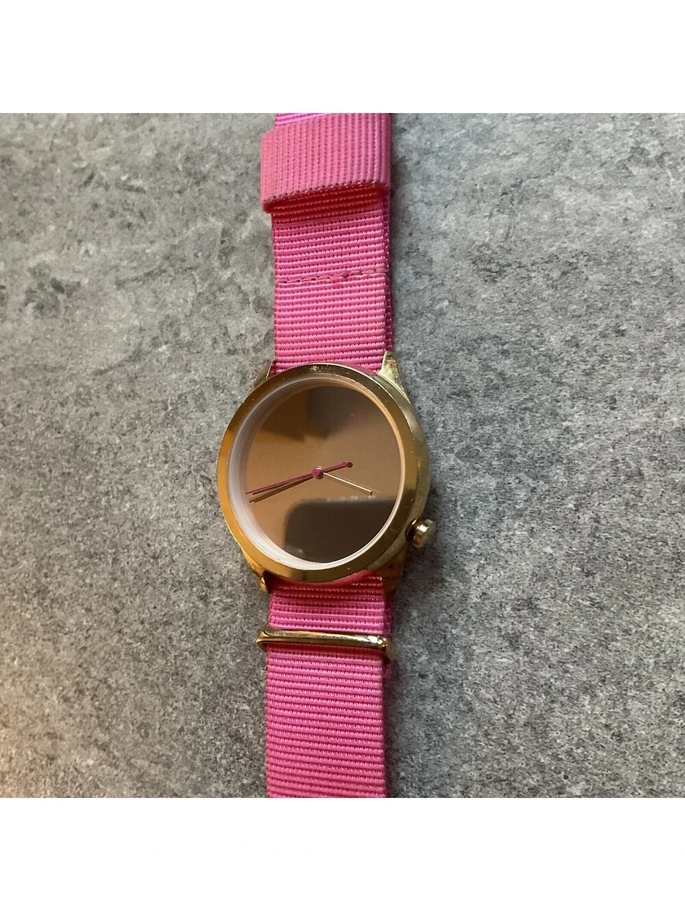 -1- VO525 Quartz Womens Watch 40mm Rose Gold Tone Case Mirror Dial Pink Band A12